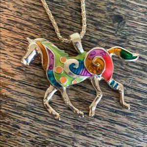 NWT multi colored horse necklace